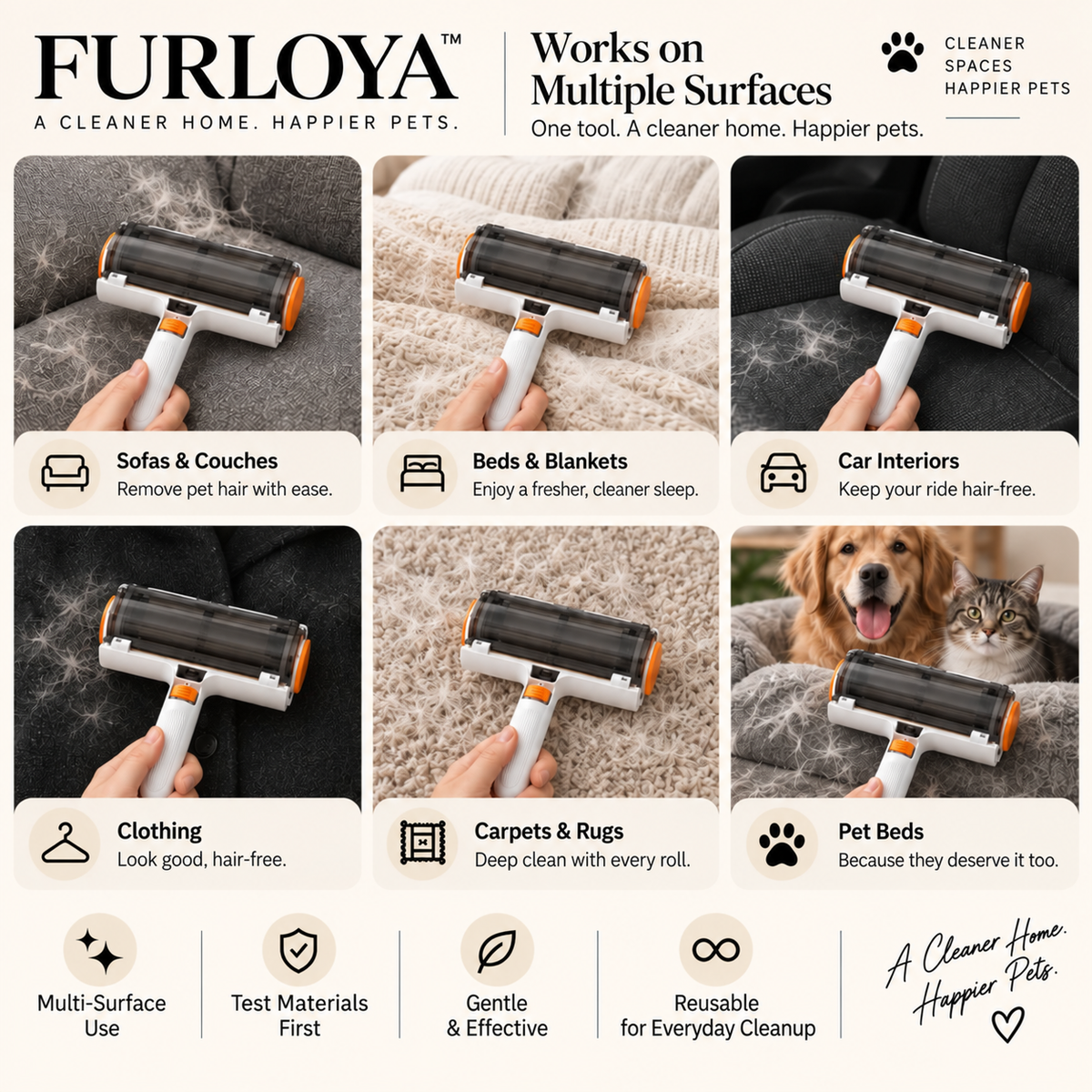FURLOYA™ 3-Piece Pet Hair Remover Kit